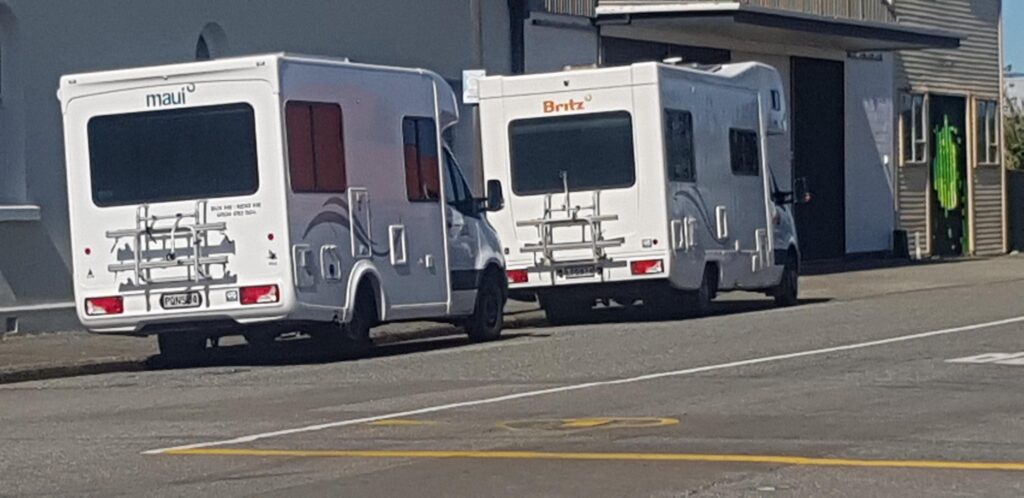 Campervans belonging to the Grey Wave